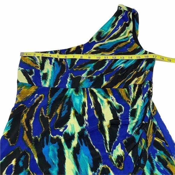 Abs Silver Label One Shoulder Multicolored Aztec Print Mini Sheath Dress - Picture 7 of 12